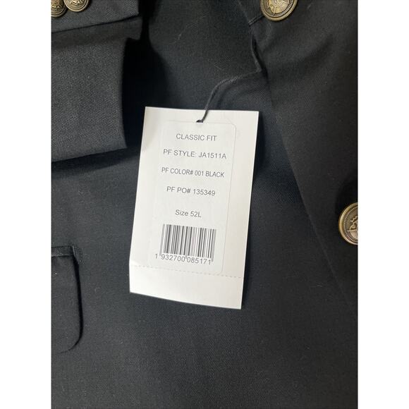 Paul Frederick Men’s black single vent bronze button wool blazer 52L NWT - Picture 4 of 8